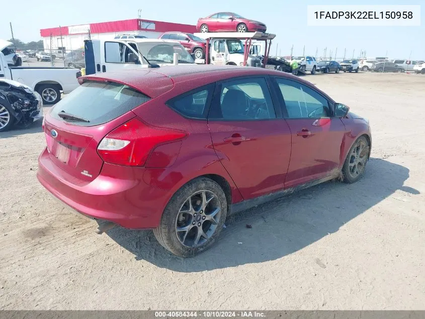 2014 Ford Focus Se VIN: 1FADP3K22EL150958 Lot: 40584344