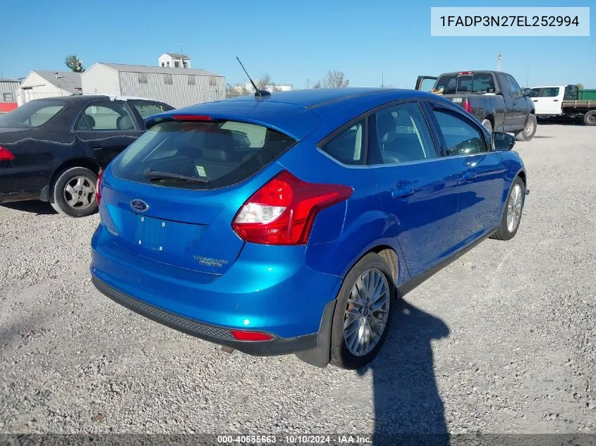 2014 Ford Focus Titanium VIN: 1FADP3N27EL252994 Lot: 40585663