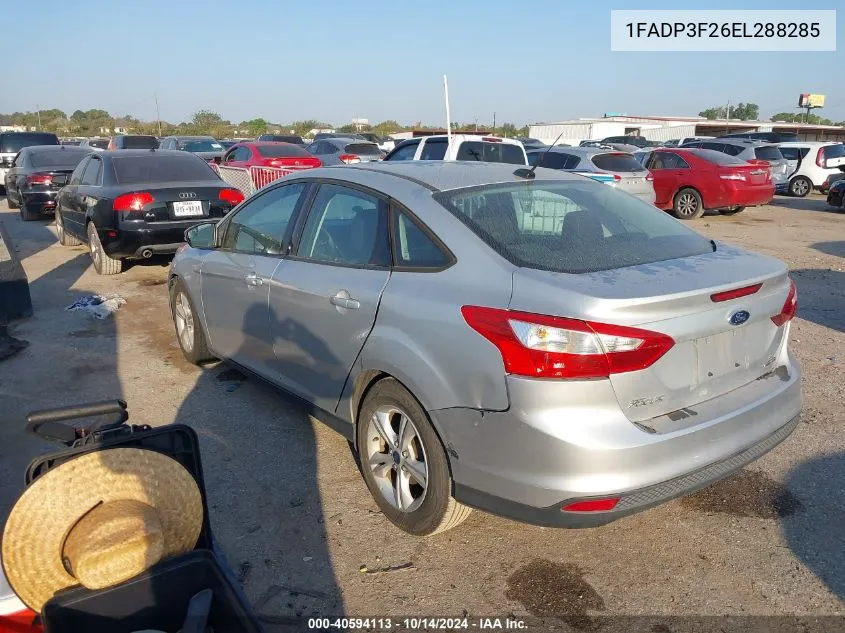 2014 Ford Focus Se VIN: 1FADP3F26EL288285 Lot: 40594113