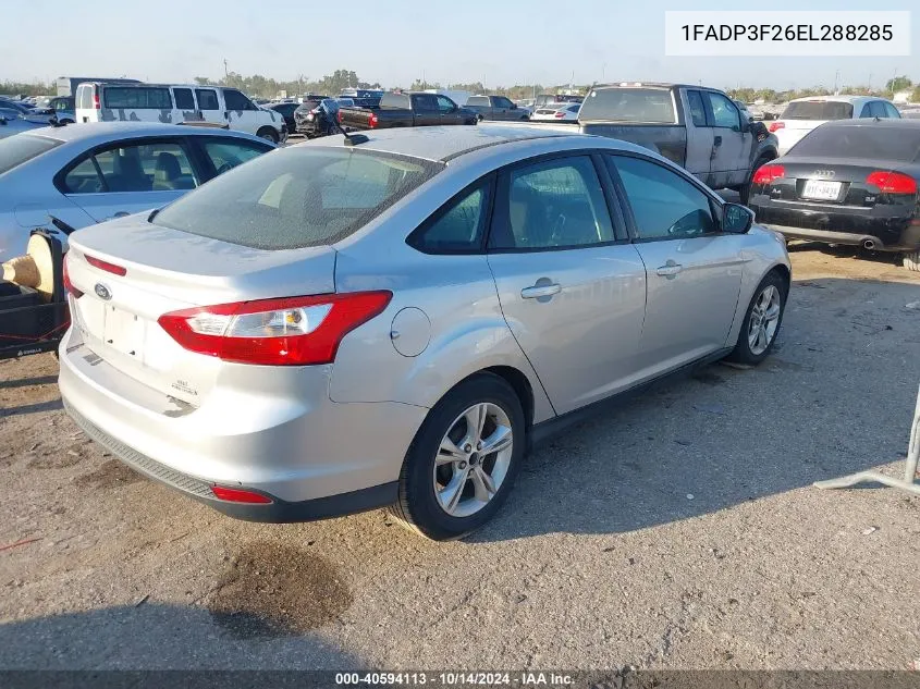 2014 Ford Focus Se VIN: 1FADP3F26EL288285 Lot: 40594113