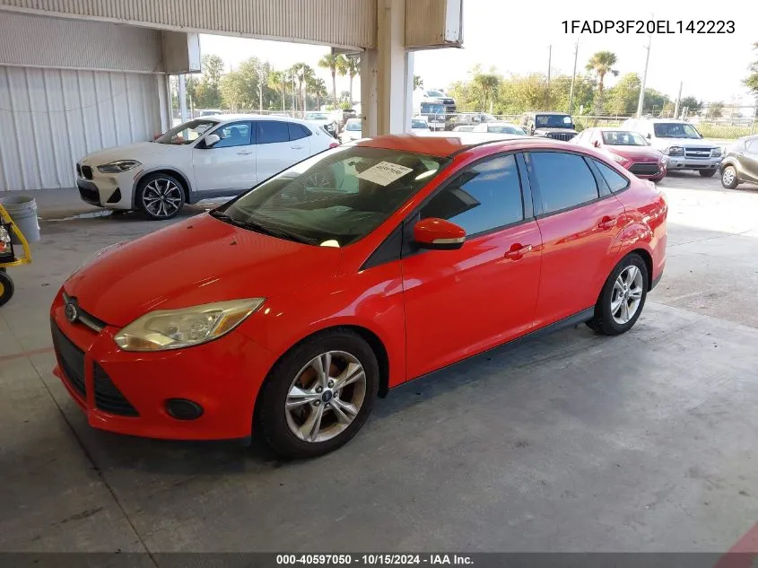 2014 Ford Focus Se VIN: 1FADP3F20EL142223 Lot: 40597050