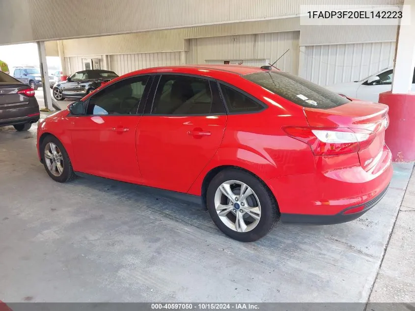 2014 Ford Focus Se VIN: 1FADP3F20EL142223 Lot: 40597050