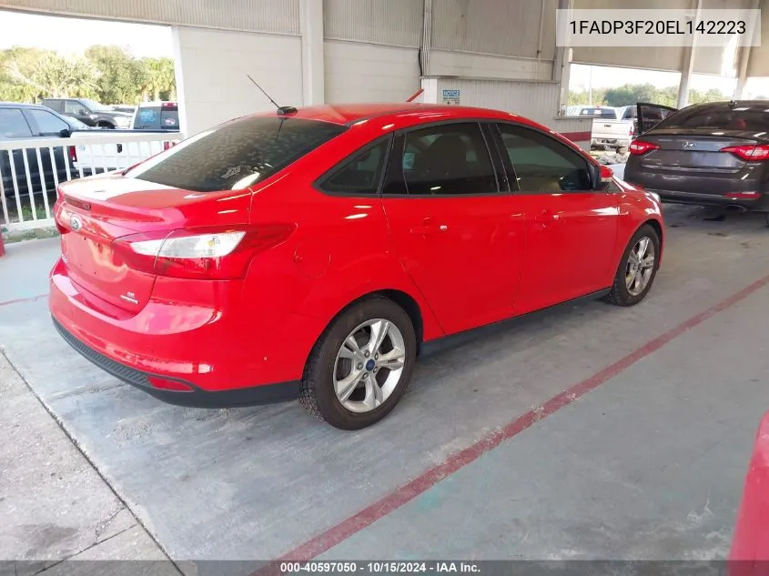 2014 Ford Focus Se VIN: 1FADP3F20EL142223 Lot: 40597050