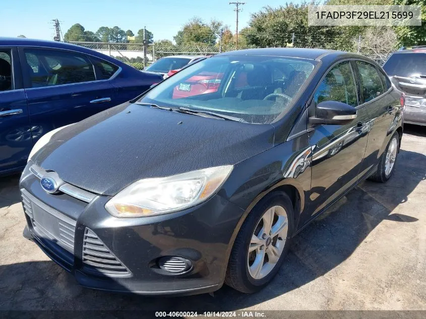 2014 Ford Focus Se VIN: 1FADP3F29EL215699 Lot: 40600024