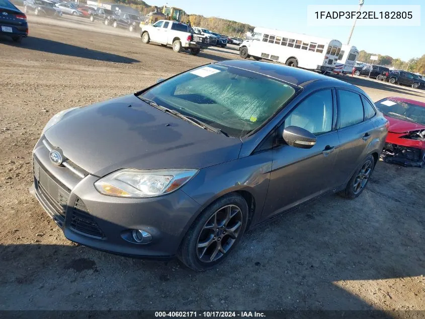 2014 Ford Focus Se VIN: 1FADP3F22EL182805 Lot: 40602171