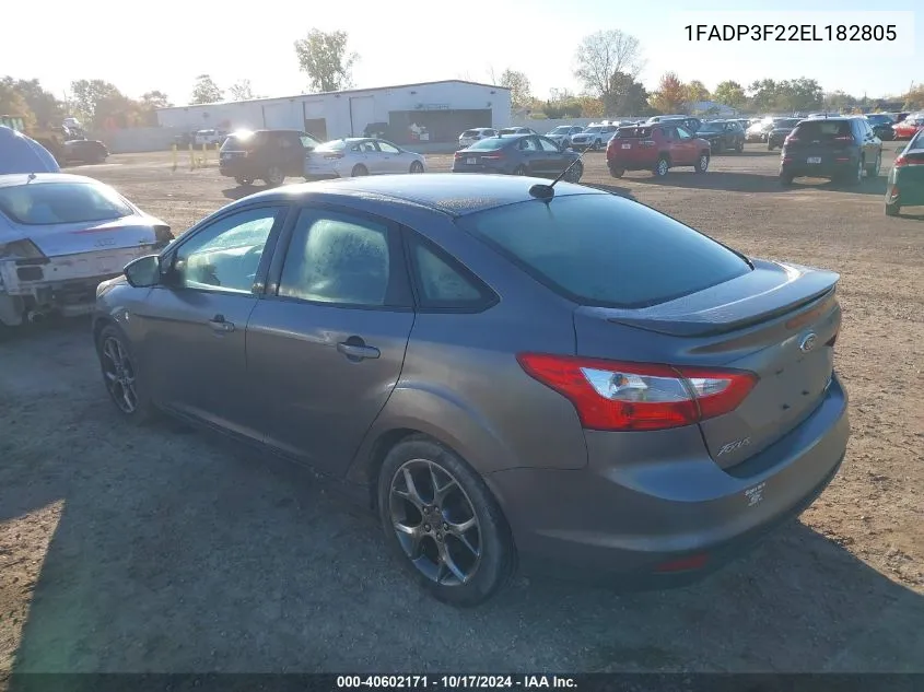 2014 Ford Focus Se VIN: 1FADP3F22EL182805 Lot: 40602171