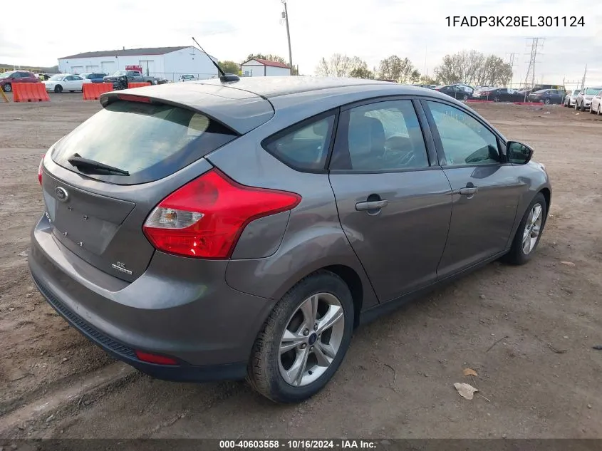 2014 Ford Focus Se VIN: 1FADP3K28EL301124 Lot: 40603558