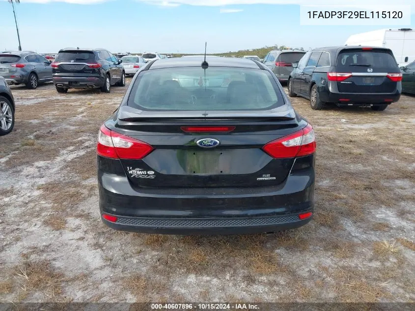 2014 Ford Focus Se VIN: 1FADP3F29EL115120 Lot: 40607896