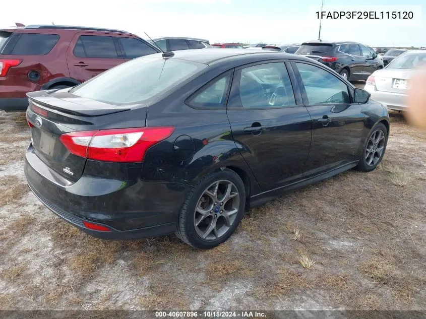 2014 Ford Focus Se VIN: 1FADP3F29EL115120 Lot: 40607896