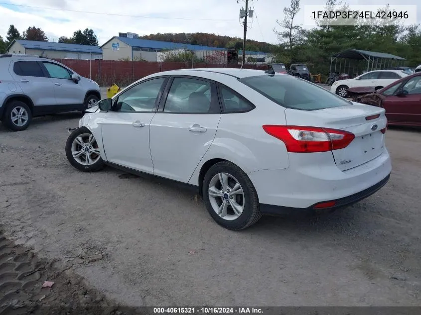 2014 Ford Focus Se VIN: 1FADP3F24EL424946 Lot: 40615321