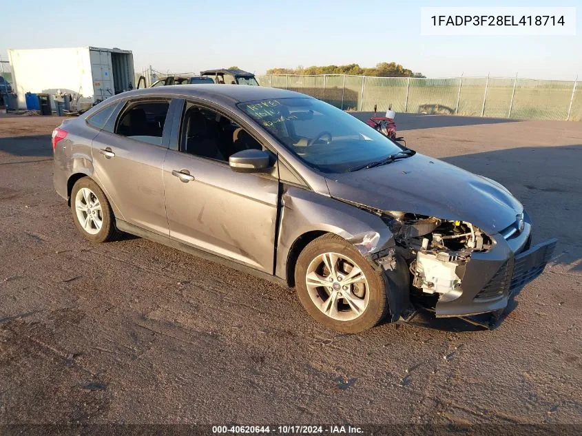 2014 Ford Focus Se VIN: 1FADP3F28EL418714 Lot: 40620644