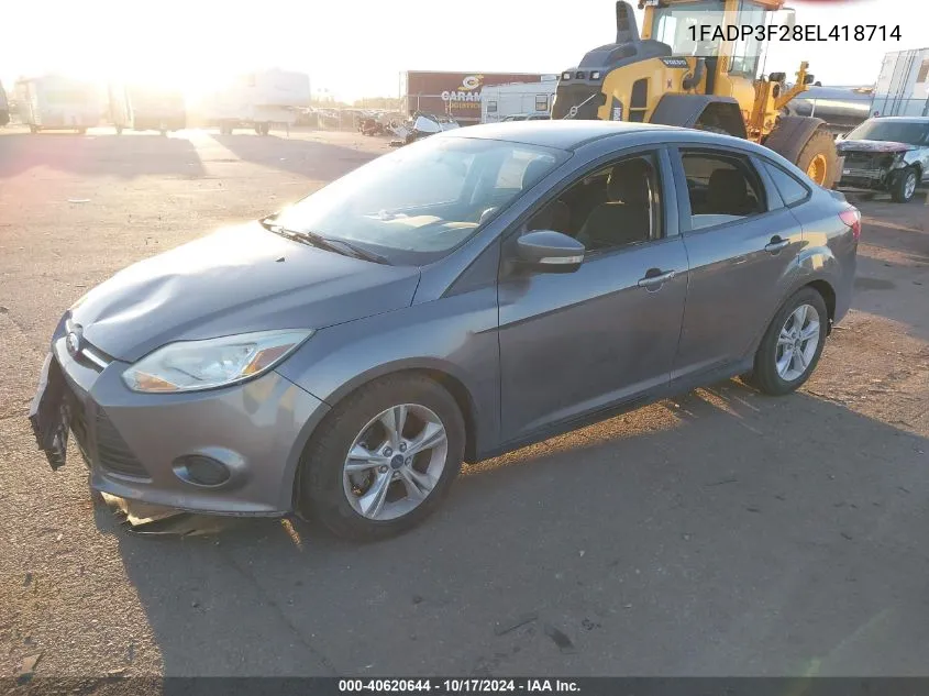 2014 Ford Focus Se VIN: 1FADP3F28EL418714 Lot: 40620644