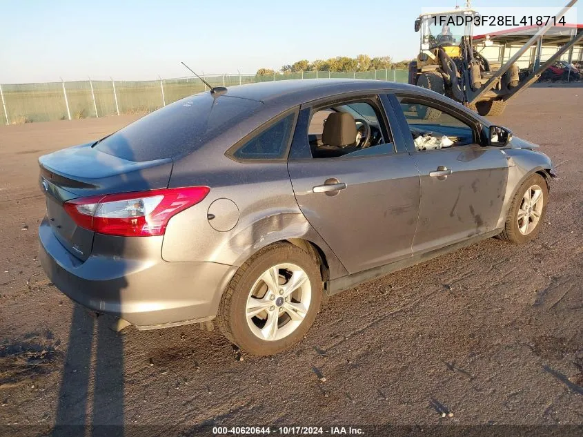 2014 Ford Focus Se VIN: 1FADP3F28EL418714 Lot: 40620644