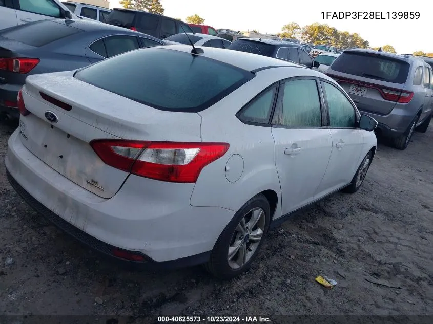 2014 Ford Focus Se VIN: 1FADP3F28EL139859 Lot: 40625573