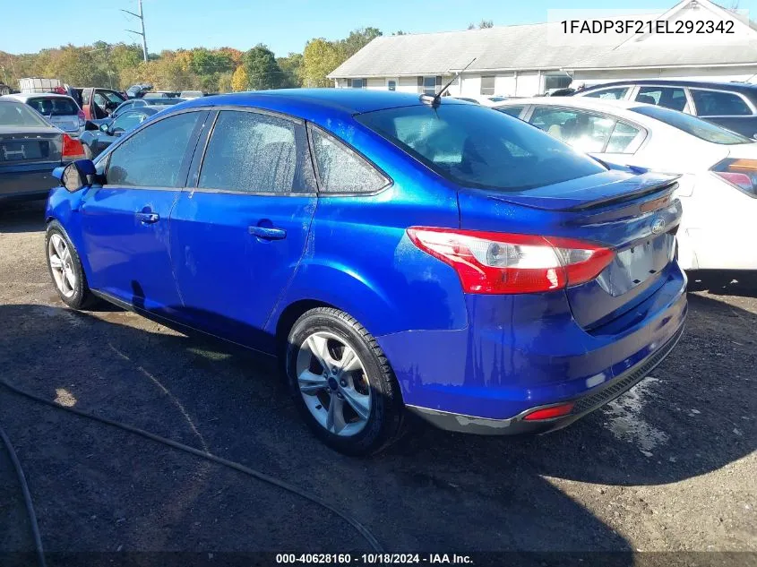 2014 Ford Focus Se VIN: 1FADP3F21EL292342 Lot: 40628160