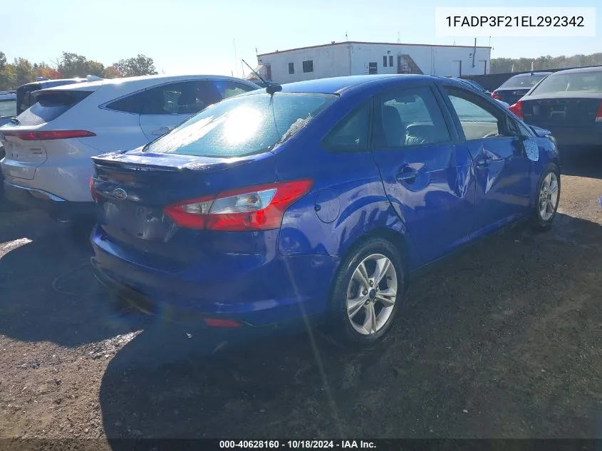 2014 Ford Focus Se VIN: 1FADP3F21EL292342 Lot: 40628160