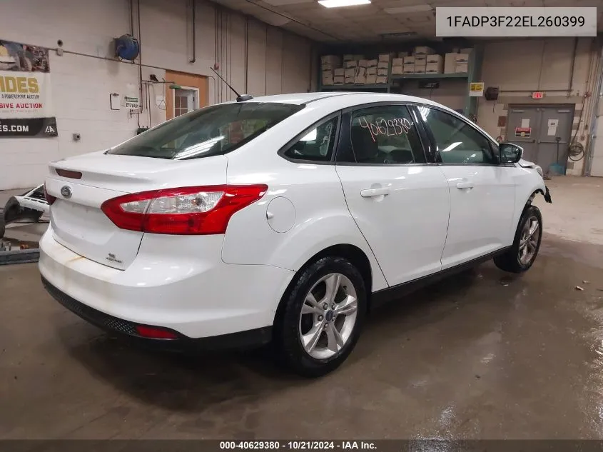 2014 Ford Focus Se VIN: 1FADP3F22EL260399 Lot: 40629380