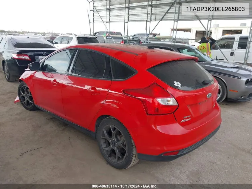 2014 Ford Focus Se VIN: 1FADP3K20EL265803 Lot: 40635114