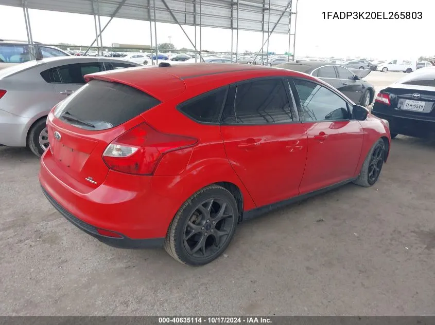 2014 Ford Focus Se VIN: 1FADP3K20EL265803 Lot: 40635114