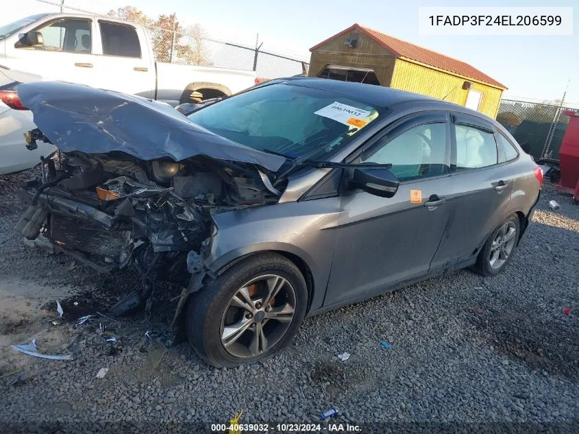 2014 Ford Focus Se VIN: 1FADP3F24EL206599 Lot: 40639032