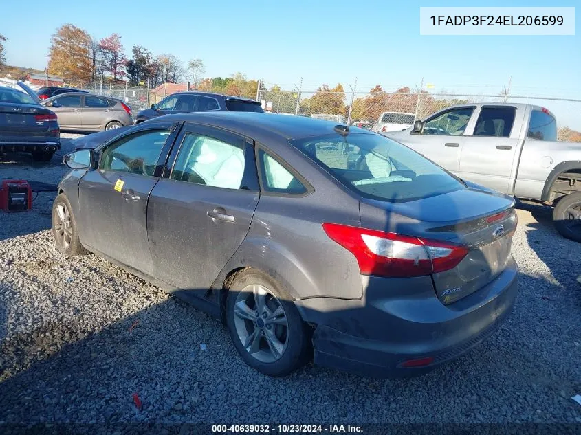 2014 Ford Focus Se VIN: 1FADP3F24EL206599 Lot: 40639032