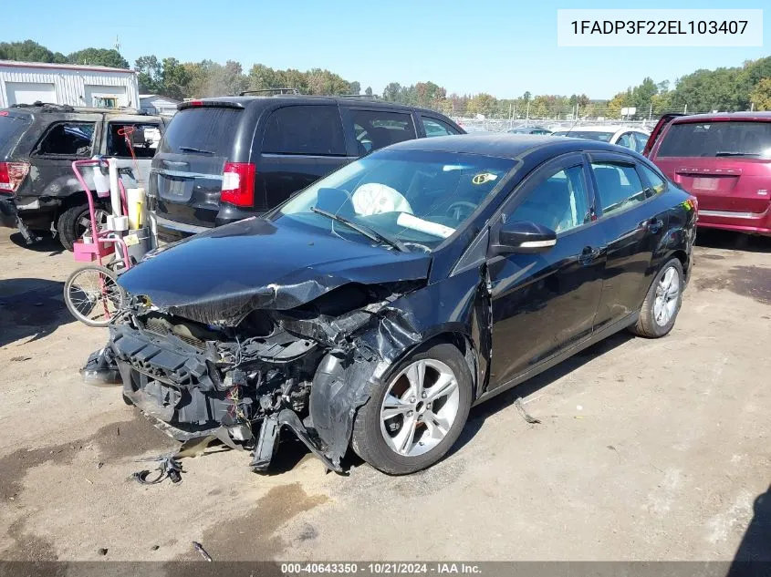 2014 Ford Focus Se VIN: 1FADP3F22EL103407 Lot: 40643350