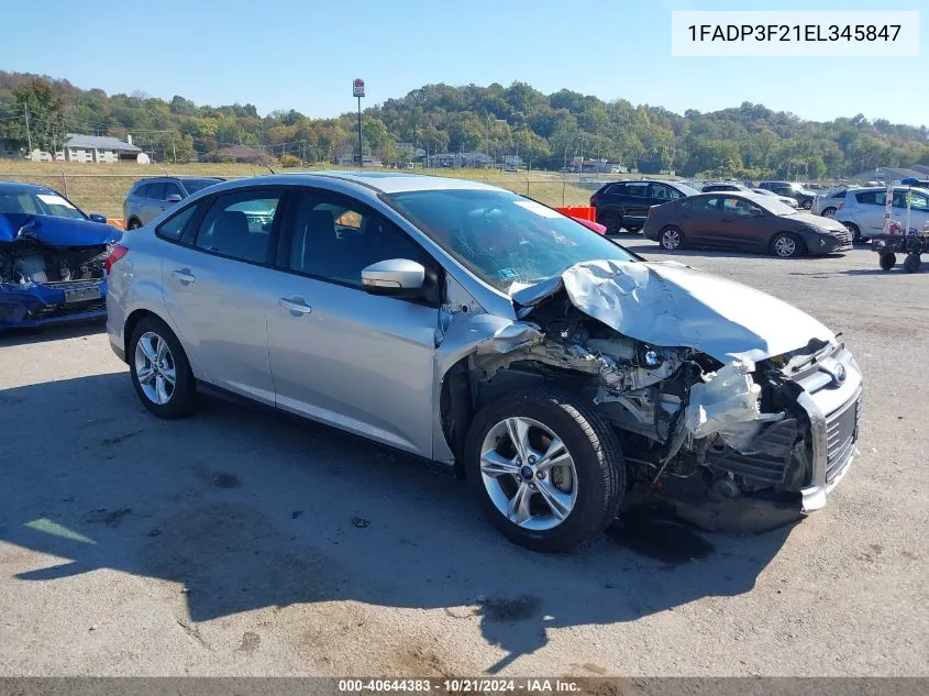 2014 Ford Focus Se VIN: 1FADP3F21EL345847 Lot: 40644383