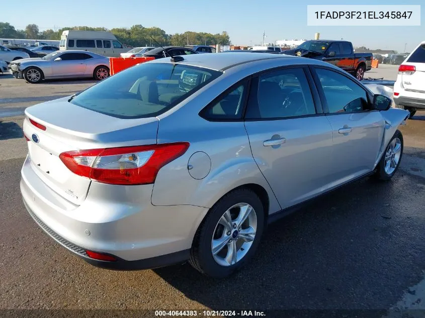 2014 Ford Focus Se VIN: 1FADP3F21EL345847 Lot: 40644383