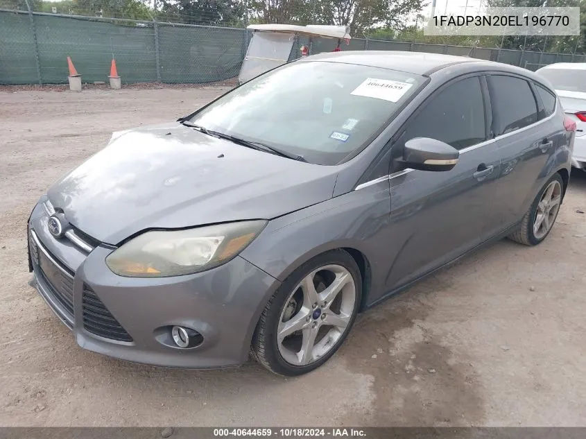 2014 Ford Focus Titanium VIN: 1FADP3N20EL196770 Lot: 40644659