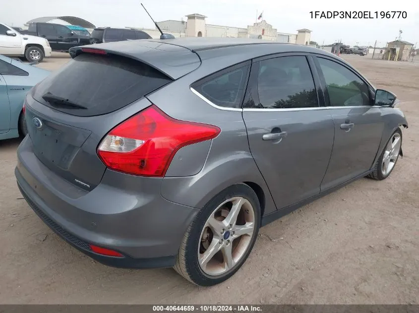 2014 Ford Focus Titanium VIN: 1FADP3N20EL196770 Lot: 40644659