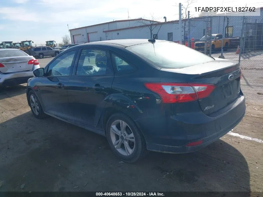 2014 Ford Focus Se VIN: 1FADP3F2XEL182762 Lot: 40648653