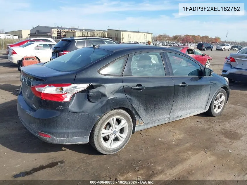 2014 Ford Focus Se VIN: 1FADP3F2XEL182762 Lot: 40648653