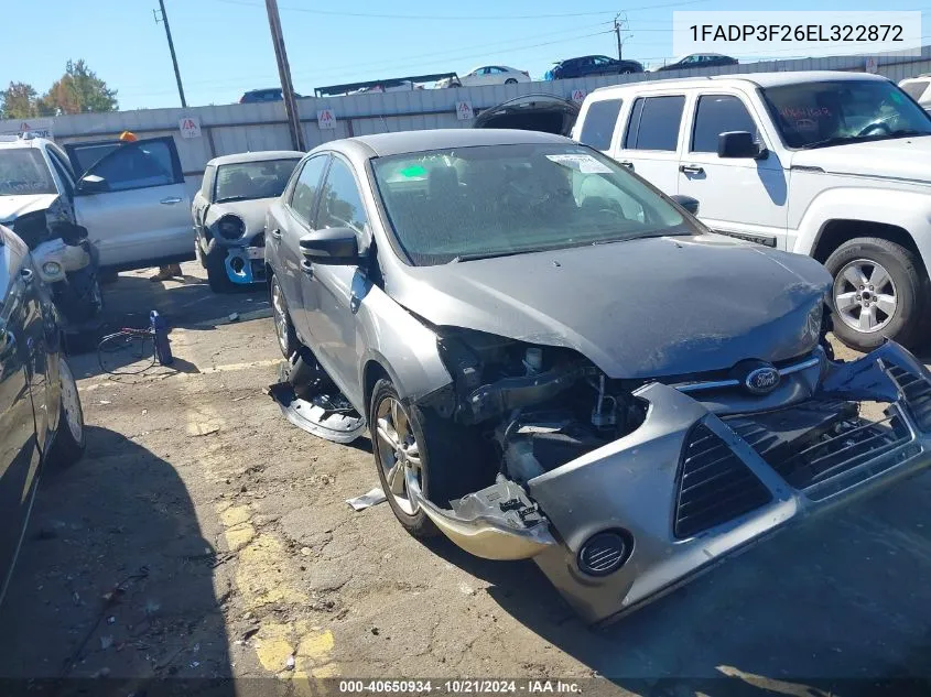 2014 Ford Focus Se VIN: 1FADP3F26EL322872 Lot: 40650934