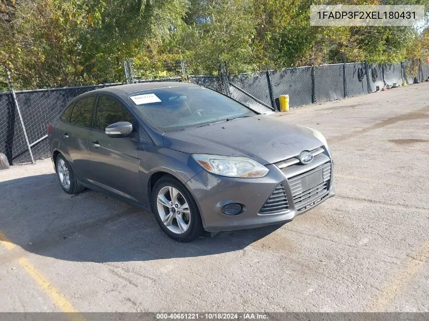 2014 Ford Focus Se VIN: 1FADP3F2XEL180431 Lot: 40651221