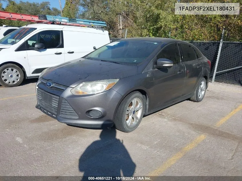 2014 Ford Focus Se VIN: 1FADP3F2XEL180431 Lot: 40651221