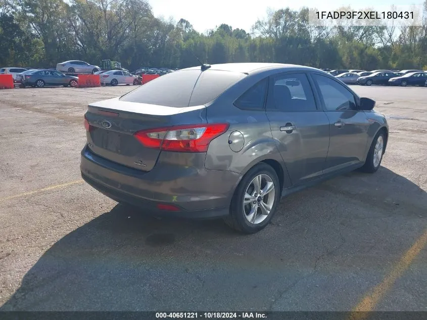 2014 Ford Focus Se VIN: 1FADP3F2XEL180431 Lot: 40651221