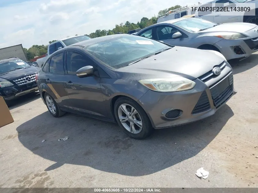 2014 Ford Focus Se VIN: 1FADP3F22EL143809 Lot: 40653605