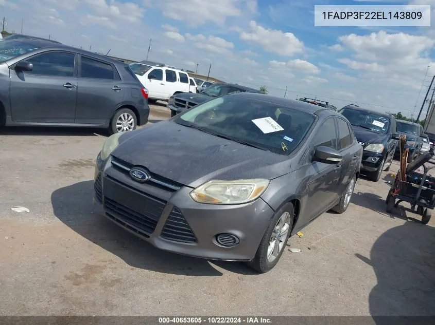 2014 Ford Focus Se VIN: 1FADP3F22EL143809 Lot: 40653605