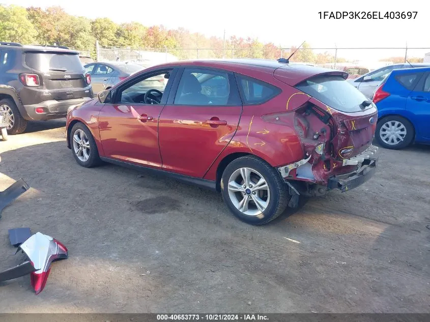 2014 Ford Focus Se VIN: 1FADP3K26EL403697 Lot: 40653773