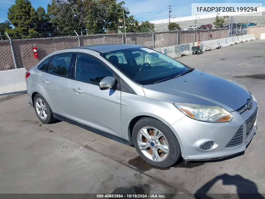 2014 Ford Focus Se VIN: 1FADP3F20EL199294 Lot: 40653984