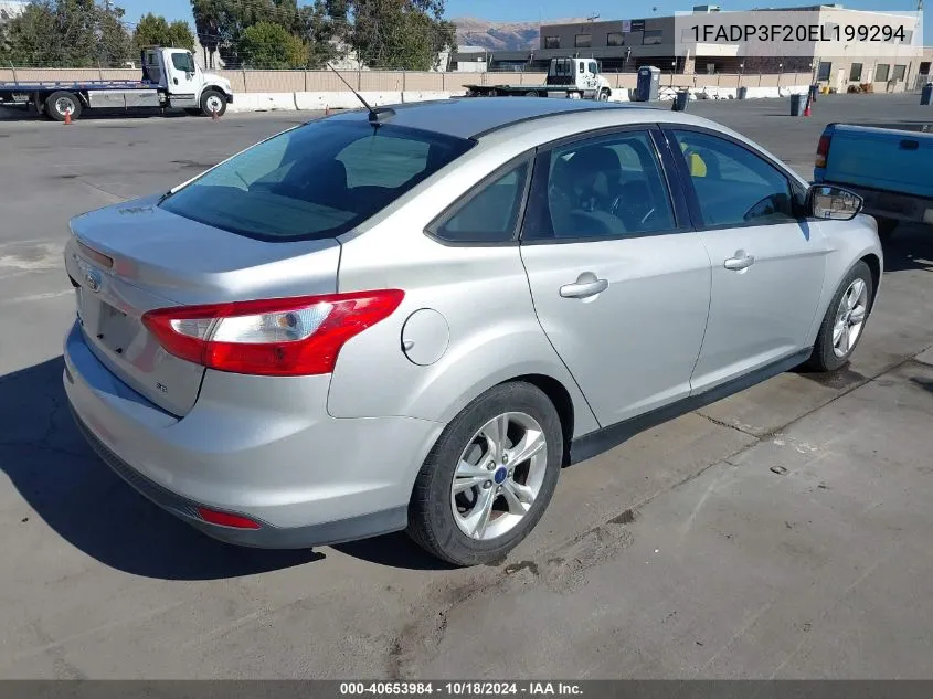 2014 Ford Focus Se VIN: 1FADP3F20EL199294 Lot: 40653984