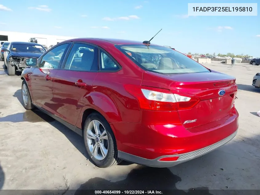 2014 Ford Focus Se VIN: 1FADP3F25EL195810 Lot: 40654099