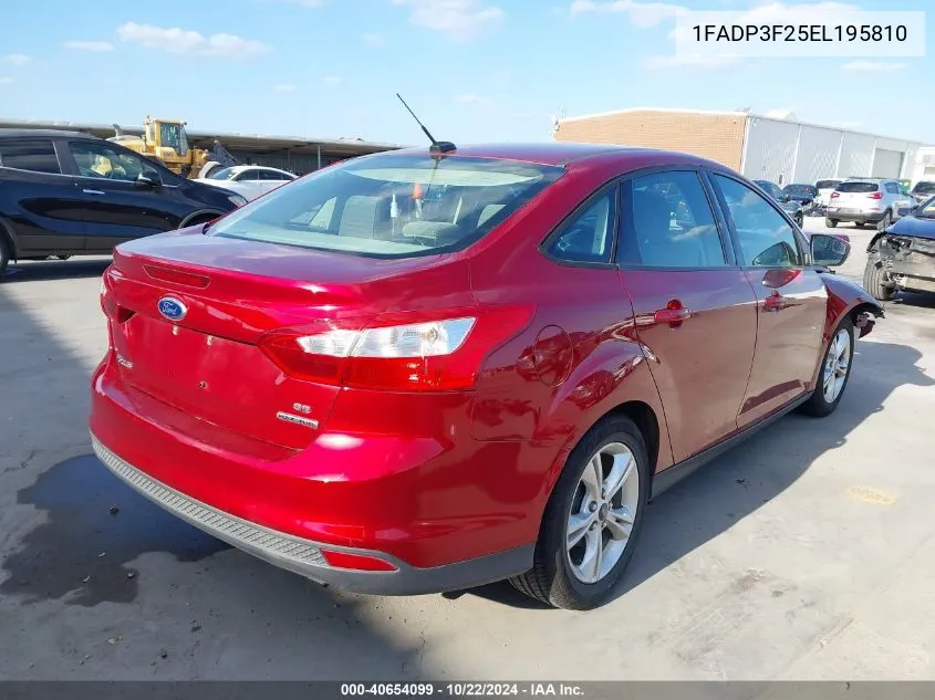 2014 Ford Focus Se VIN: 1FADP3F25EL195810 Lot: 40654099