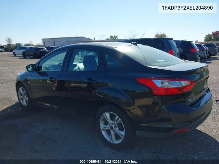 2014 Ford Focus Se VIN: 1FADP3F2XEL204890 Lot: 40655481