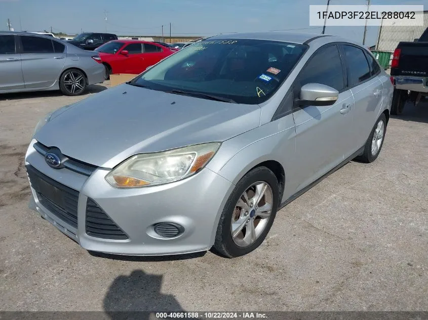 2014 Ford Focus Se VIN: 1FADP3F22EL288042 Lot: 40661588