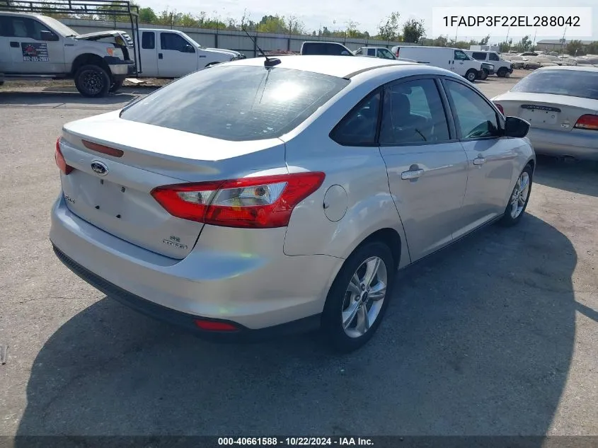 2014 Ford Focus Se VIN: 1FADP3F22EL288042 Lot: 40661588