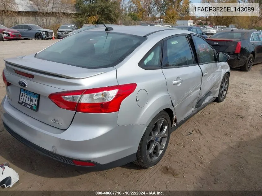 2014 Ford Focus Se VIN: 1FADP3F25EL143089 Lot: 40667716