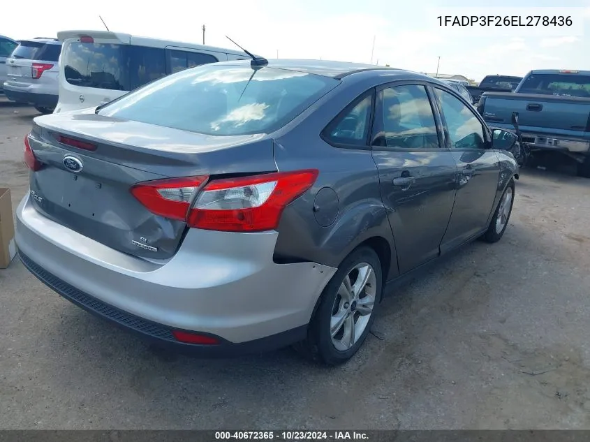 2014 Ford Focus Se VIN: 1FADP3F26EL278436 Lot: 40672365