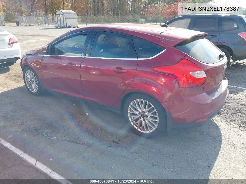 2014 Ford Focus Titanium VIN: 1FADP3N2XEL178387 Lot: 40673941