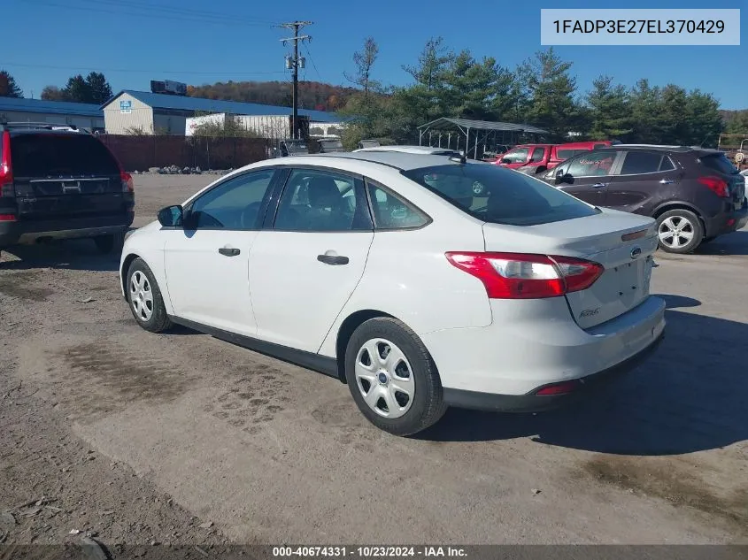 2014 Ford Focus S VIN: 1FADP3E27EL370429 Lot: 40674331